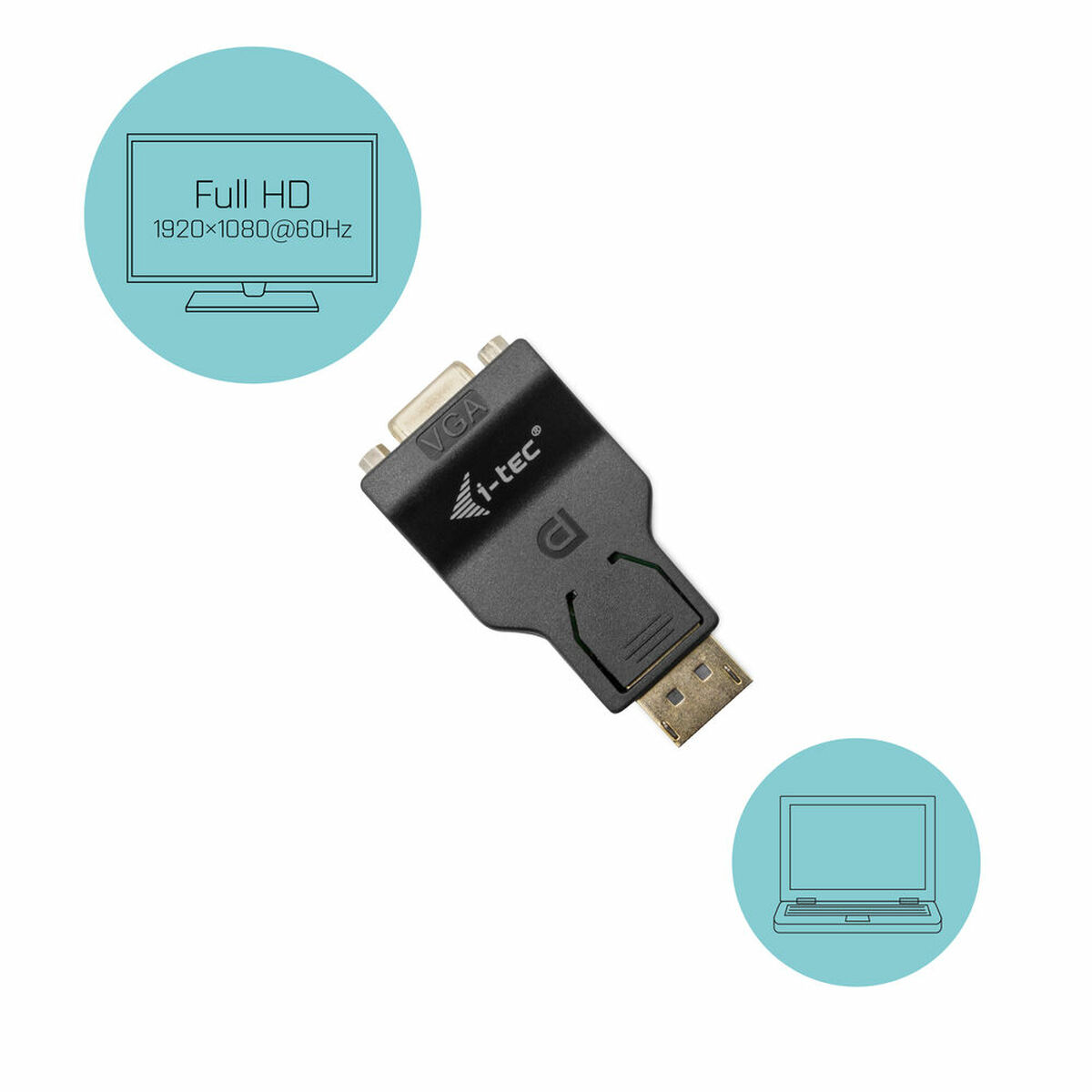 DisplayPort til VGA-adapter i-Tec DP2VGAADA            Sort